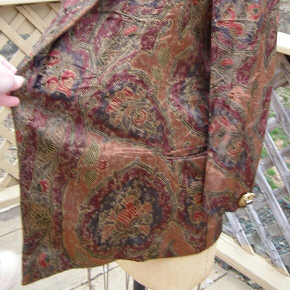 RARE sz 4 Vintage GENNY 1980s Gianni Versace designed Velvet Earthtone Blazer - Picture 5 of 13